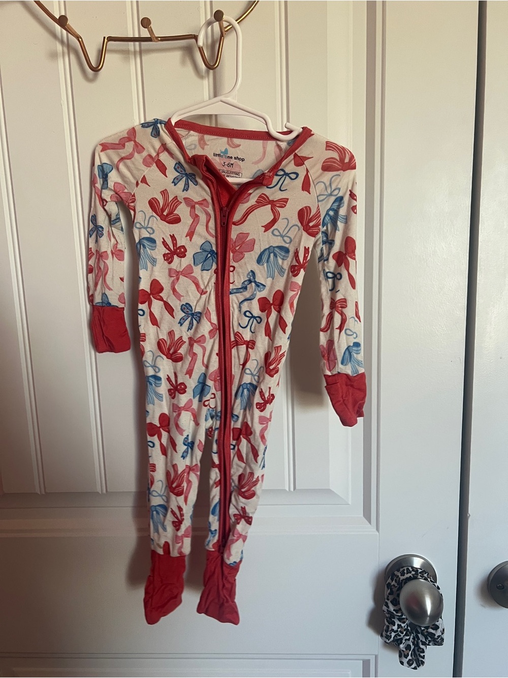 Little One Shop red white and blue bow sleeper